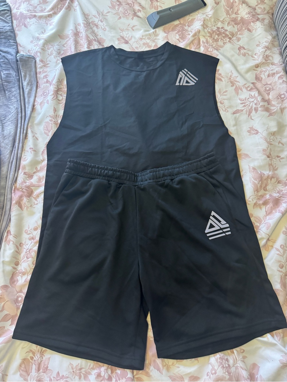 Men's Black Athletic Shorts with Reflective Logo